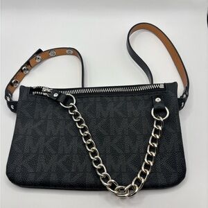 Michael Kors Black Wristlet with Chain Detail